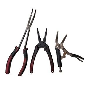 Hyper Tough Long Reach Pliers Wire Stripper and Locking Pliers Tool Lot 3pc